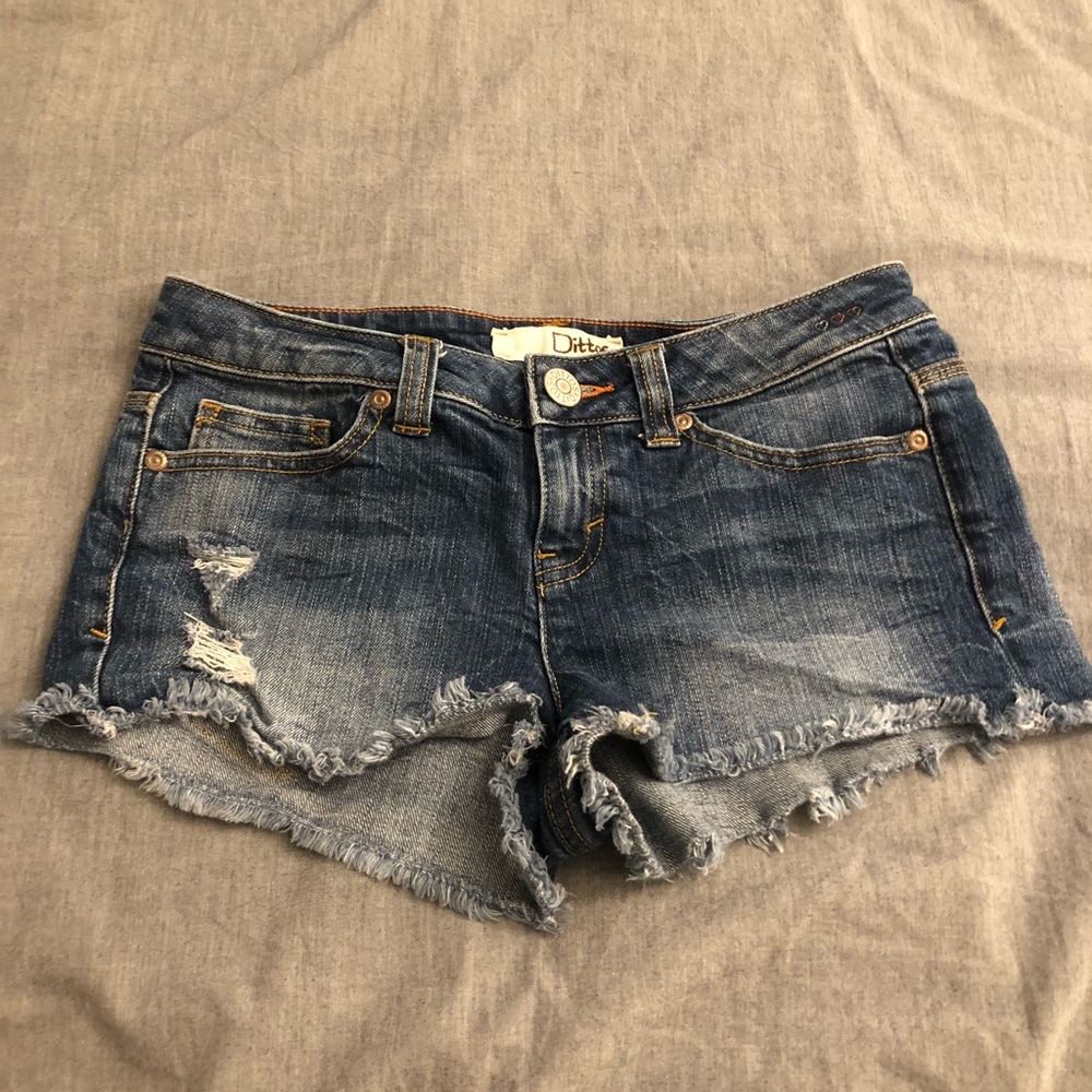 Blue Shorts // Fringe ends